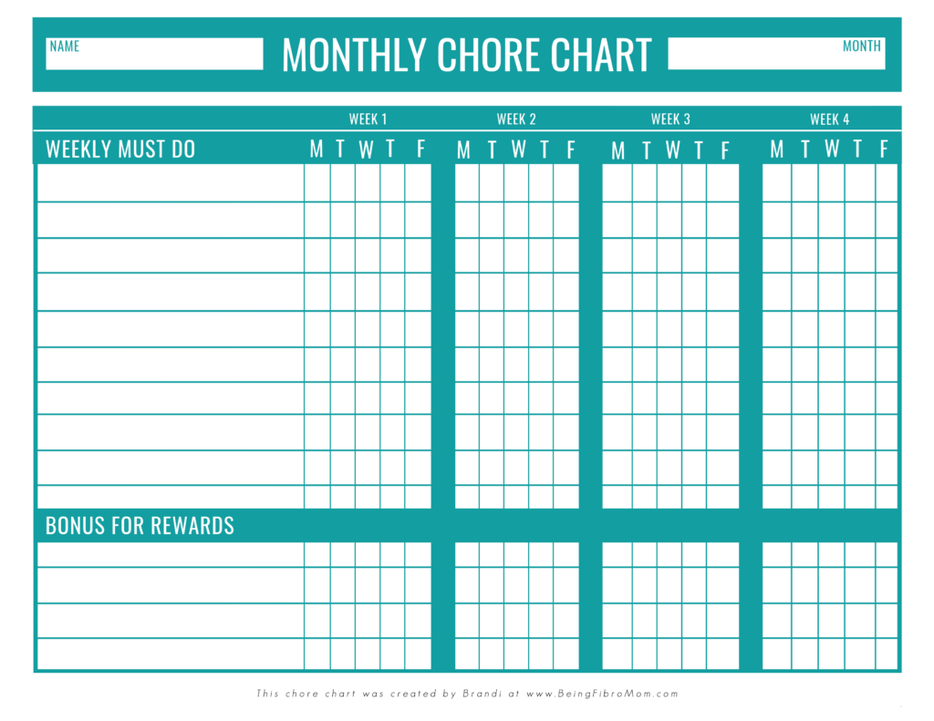 free printable chore charts for kids #beingfibromom #fibroparenting #chorecharts #freeprintable
